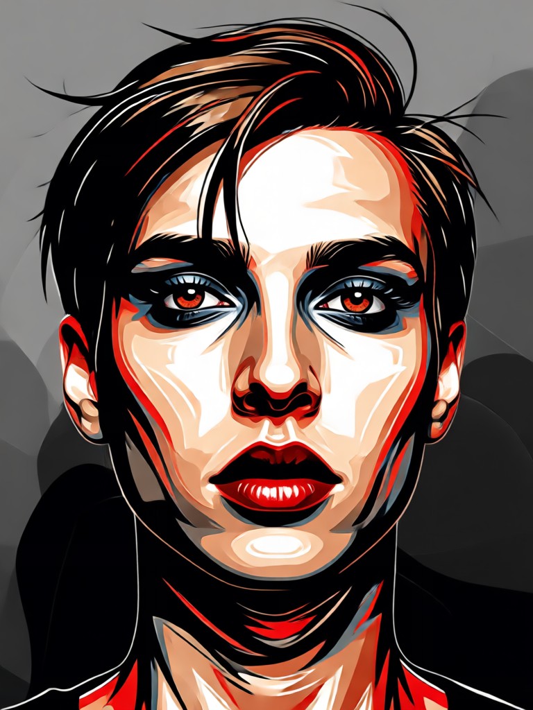 Cinematic red black portrait with high contrast