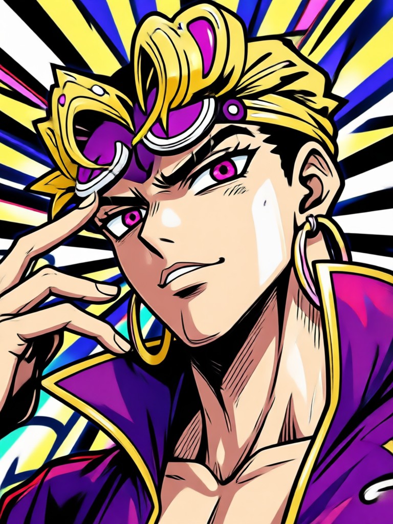 Detailed JoJo style portrait with bold colors