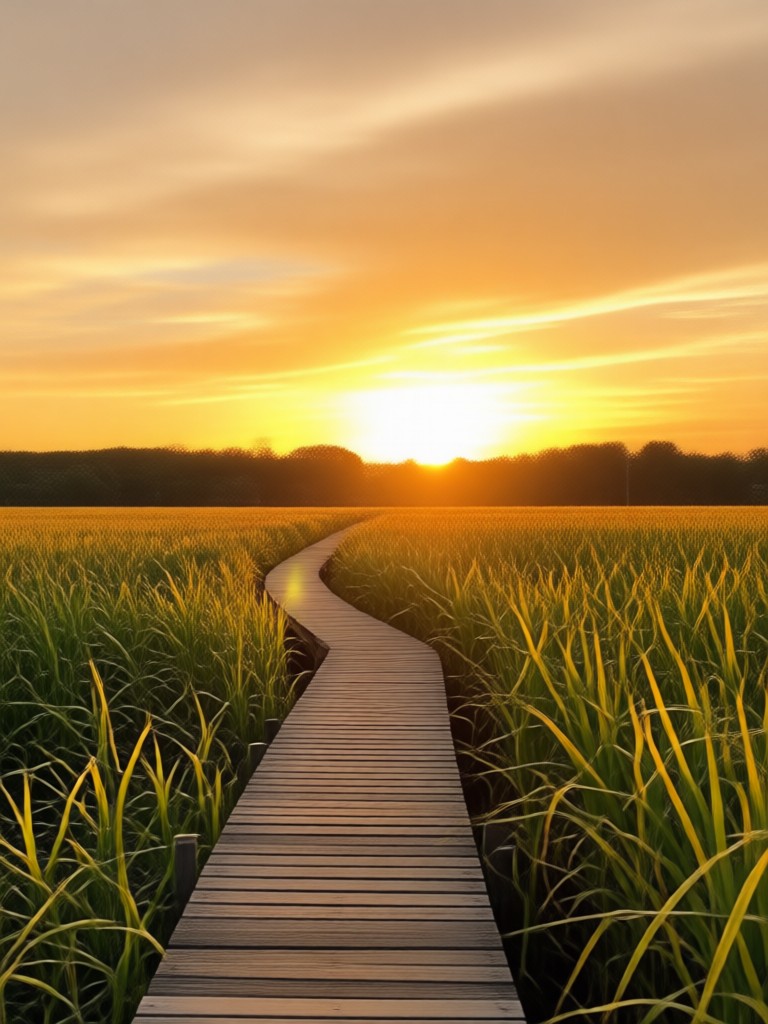 Landscape photo with sunrise golden hour effect