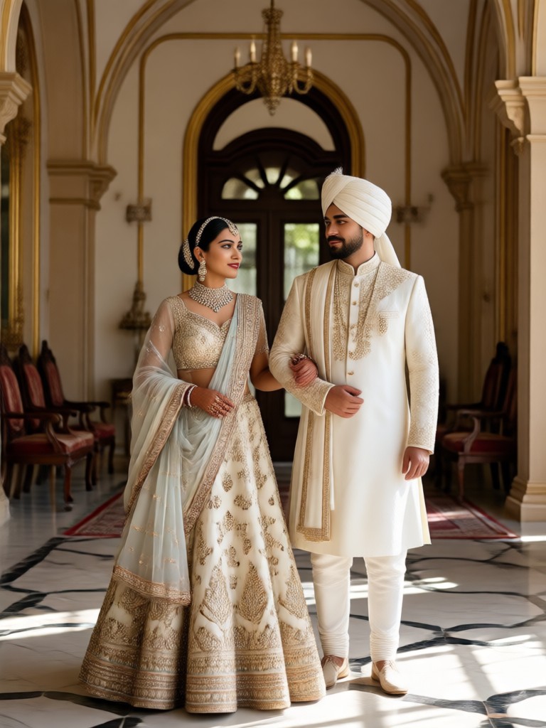 Modernes pastellrosa Lehenga Paargenerator-Ergebnis
