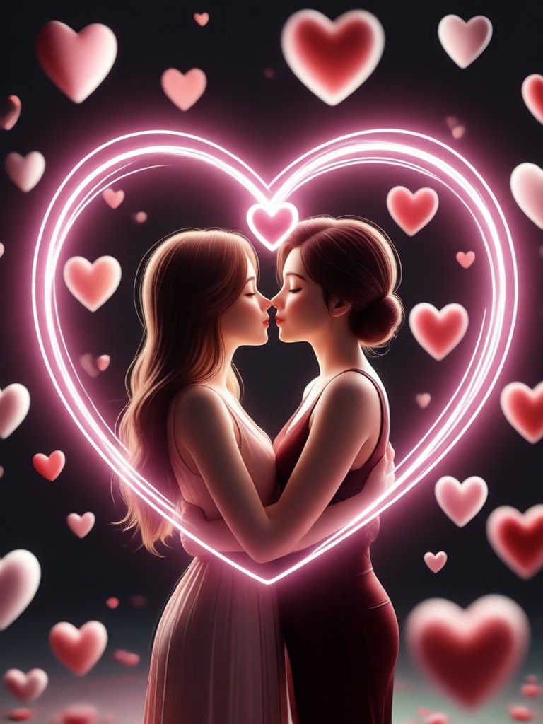 AI kiss video with floral background