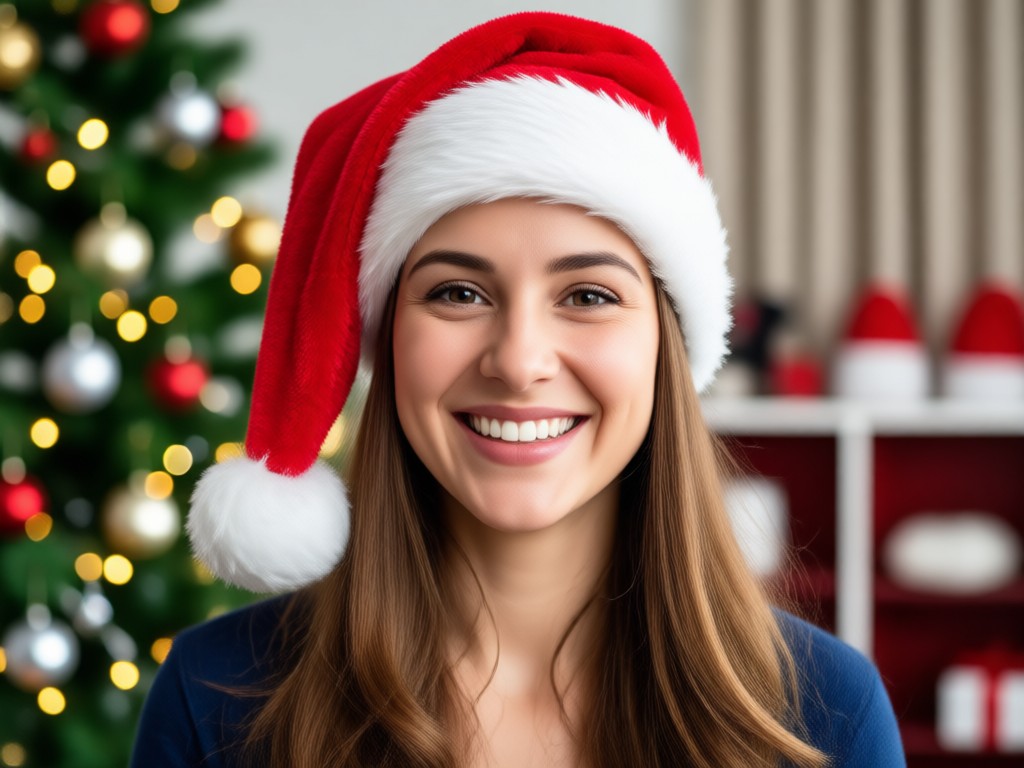 AI Santa hat placed realistically on a person