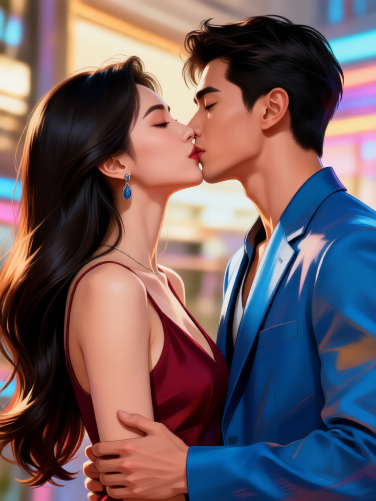 Retro vintage style celebrity kiss