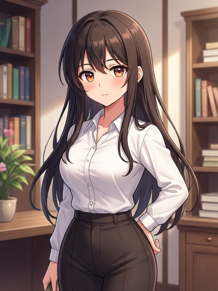 Anime style portrait with flowing hair and intricate details
