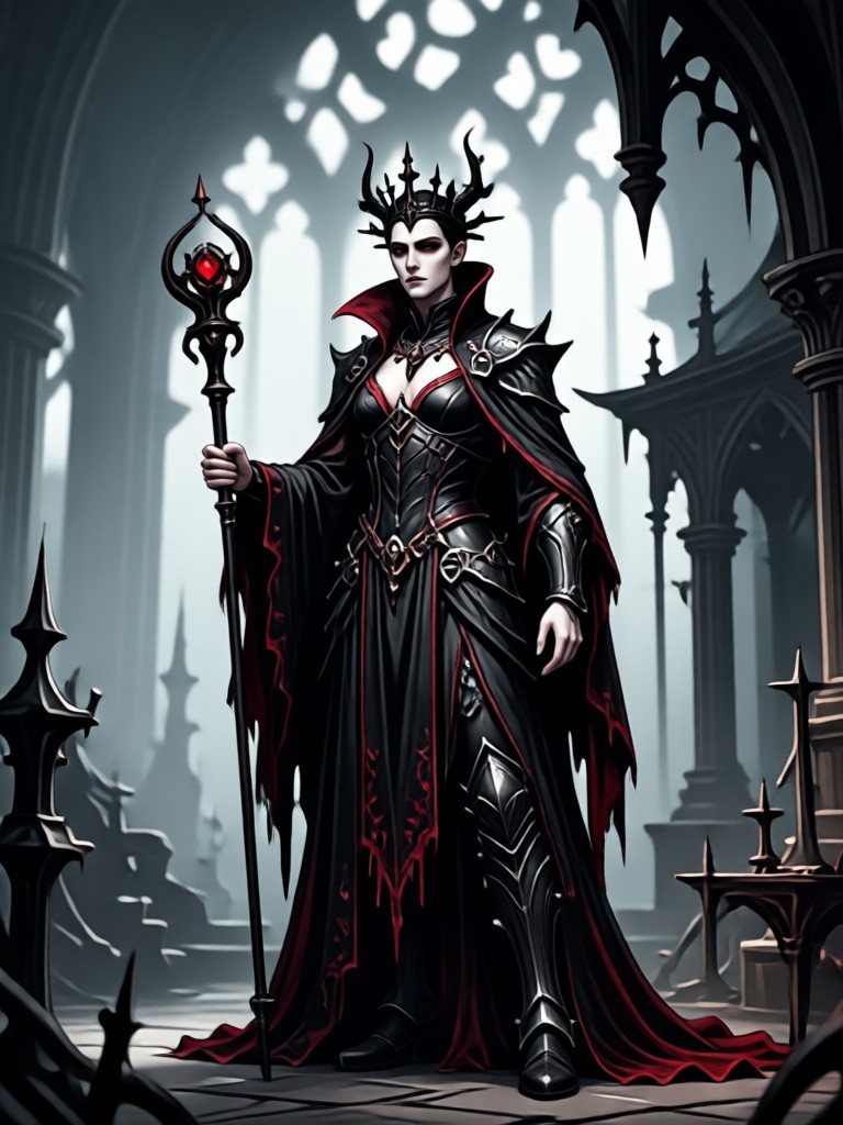 Gothic-Anime-Stil-Charakter, KI-Generierung