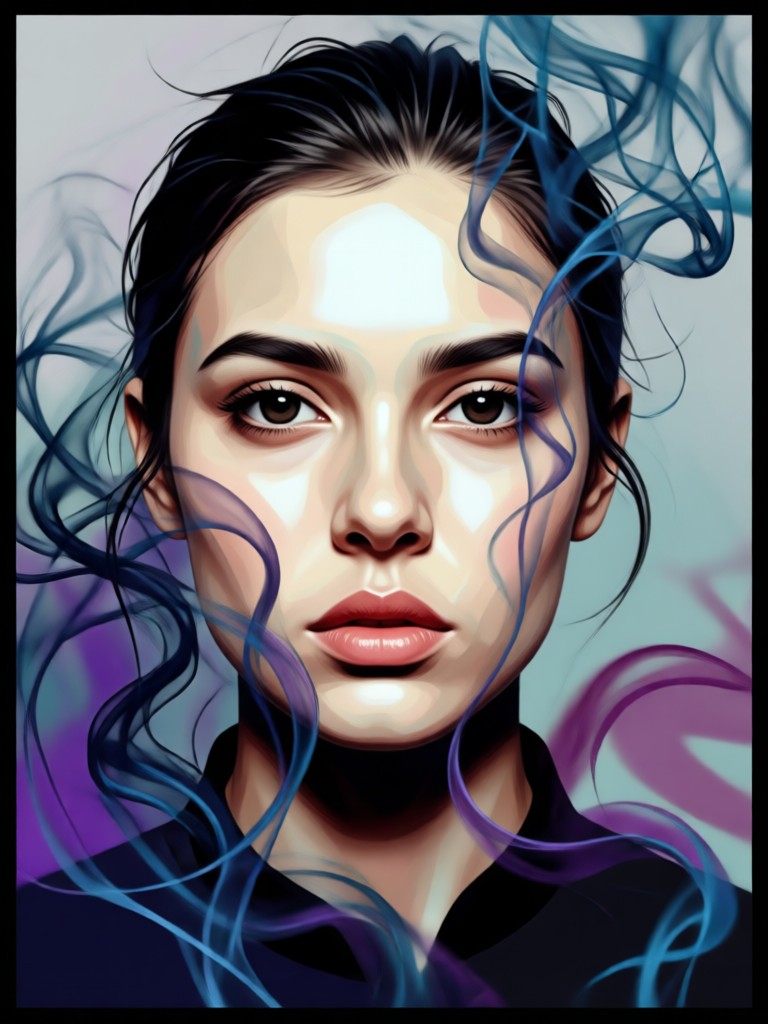 Mobile app creating a smoke background portrait