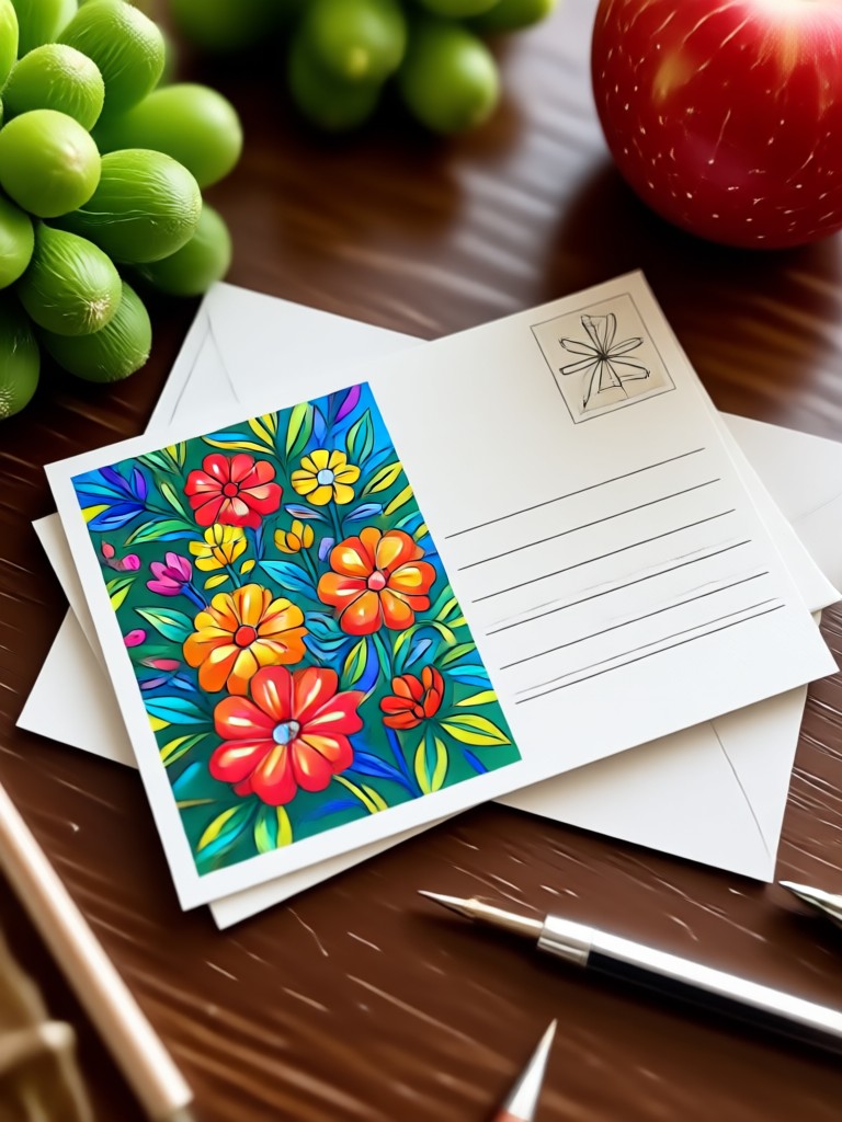AI watercolor floral birthday postcard design
