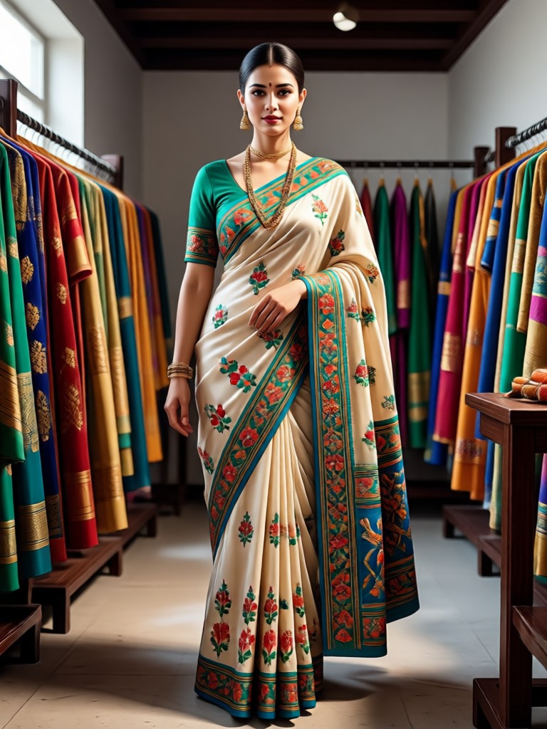 Mobile app showcasing AI saree generation