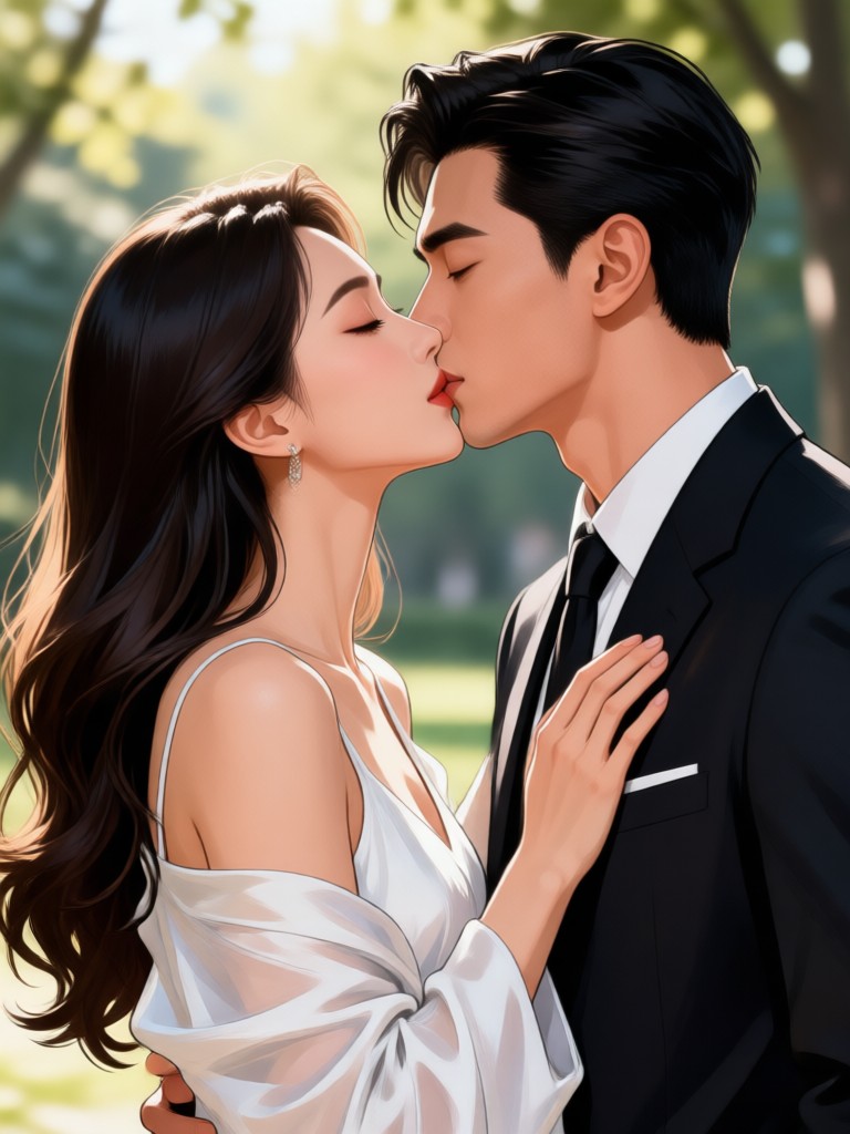 Celebrity style couple kiss AI generator result