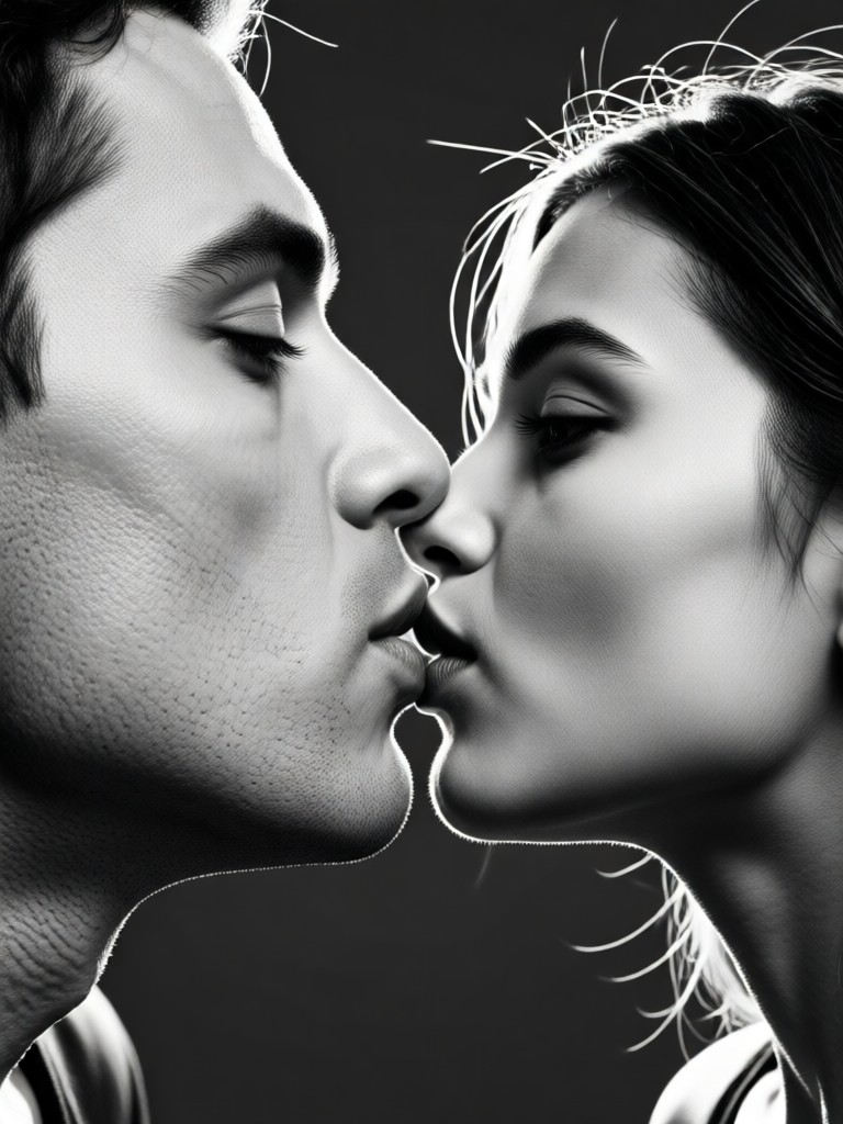 black and white kiss video generator example