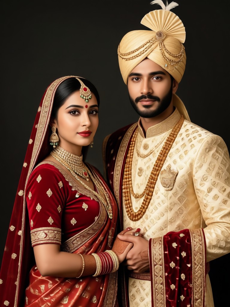 AI royal indian outfit photo maker example with zari work