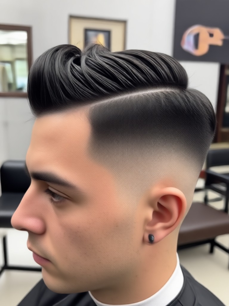 Burst fade style generated by AI on oval face shape