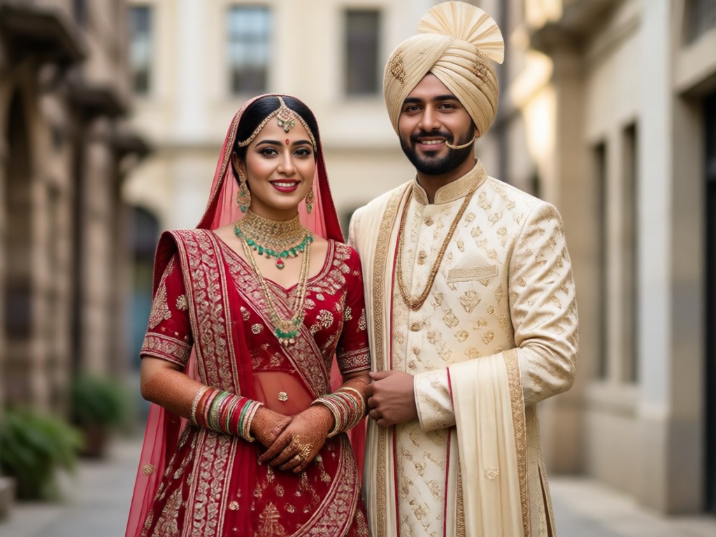 Bagikan Lehenga Sherwani Couple Photo Generator Anda