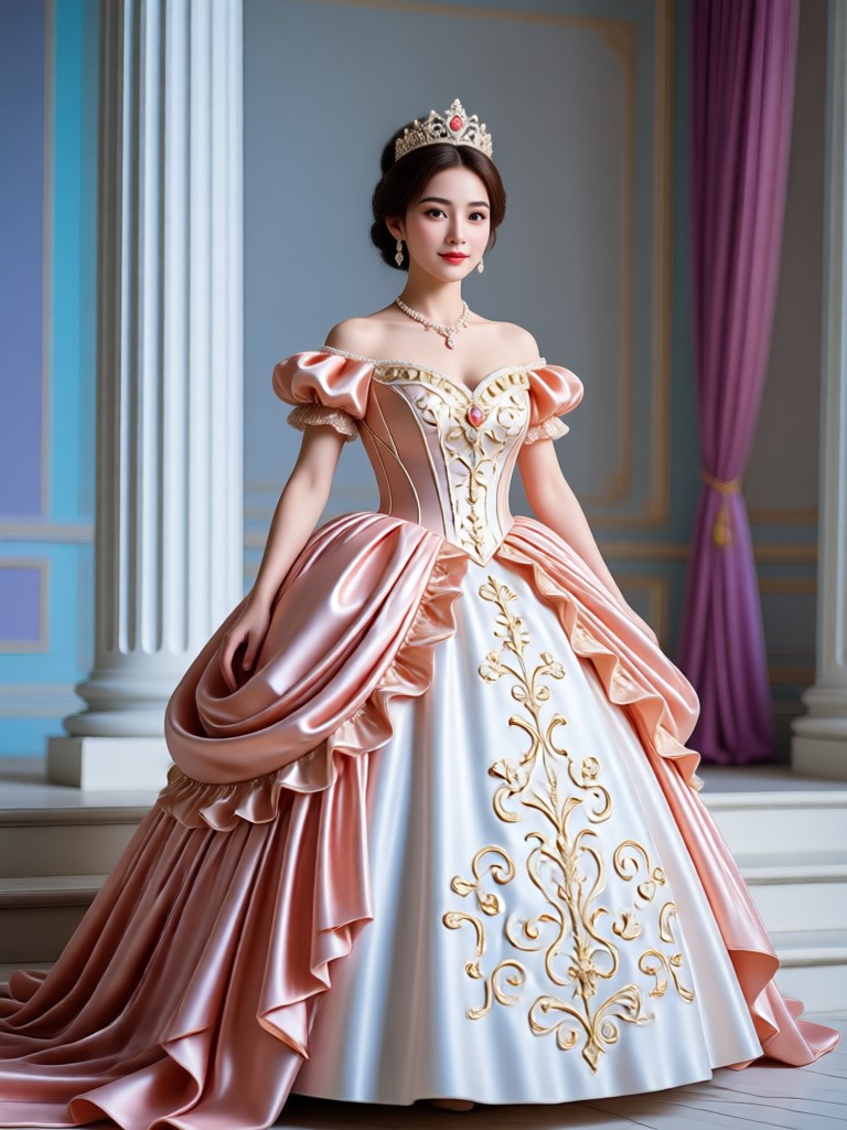 AI princess video with realistic fabric simulation on the gown