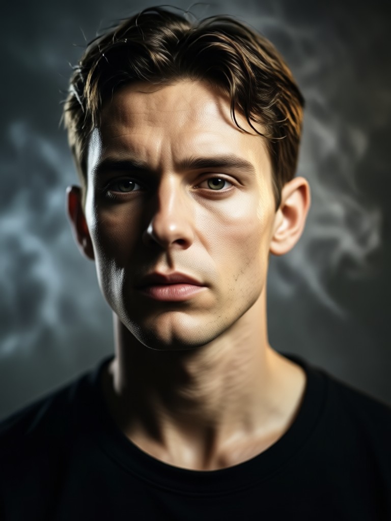 Cinematic portrait with golden hour smoke