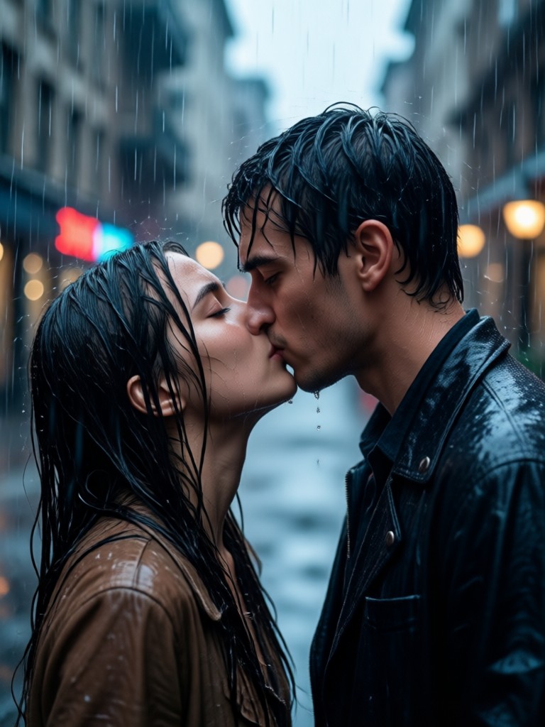 Car window rain kiss emotional departure scene