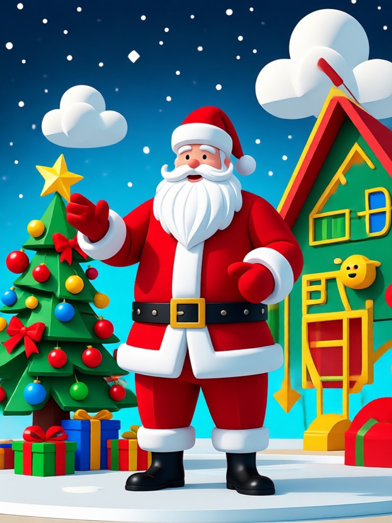 Animación de Santa repartiendo regalos