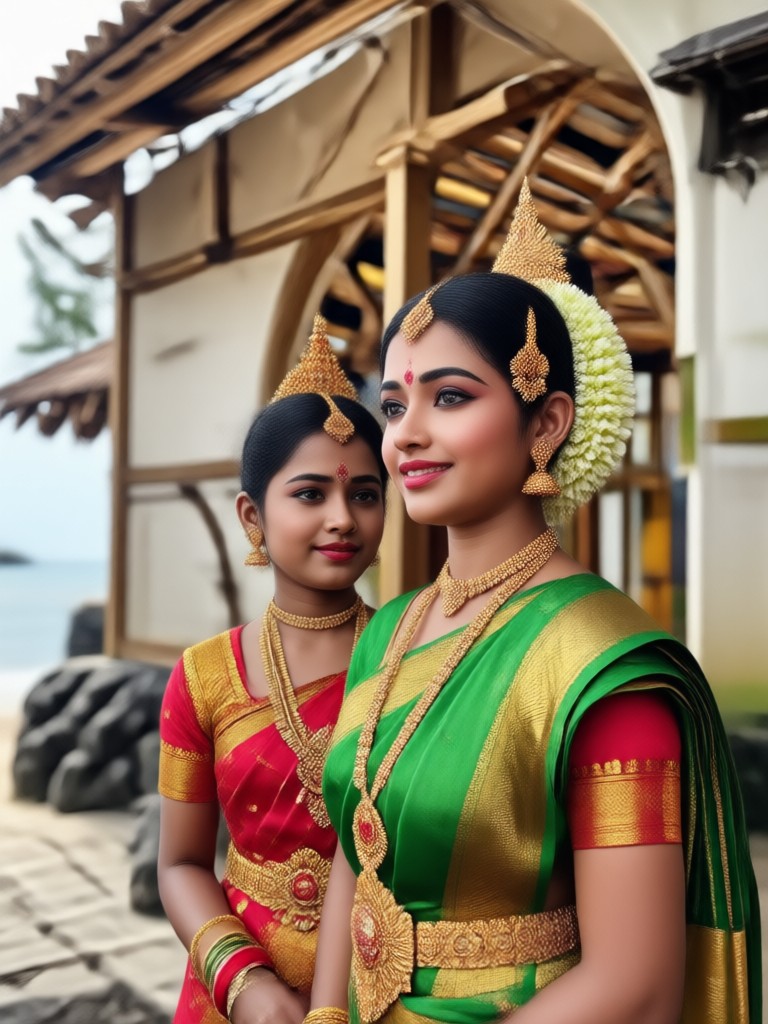 Kerala traditional engagement photo studio style