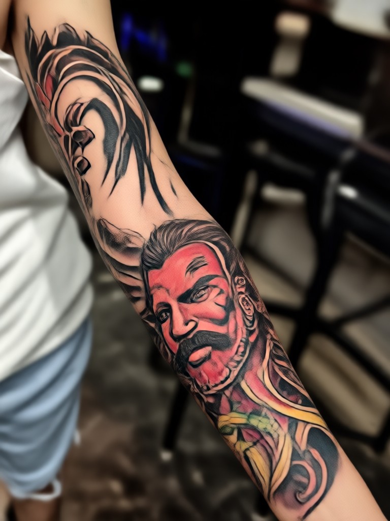 Biomechanical sleeve tattoo generated by AI