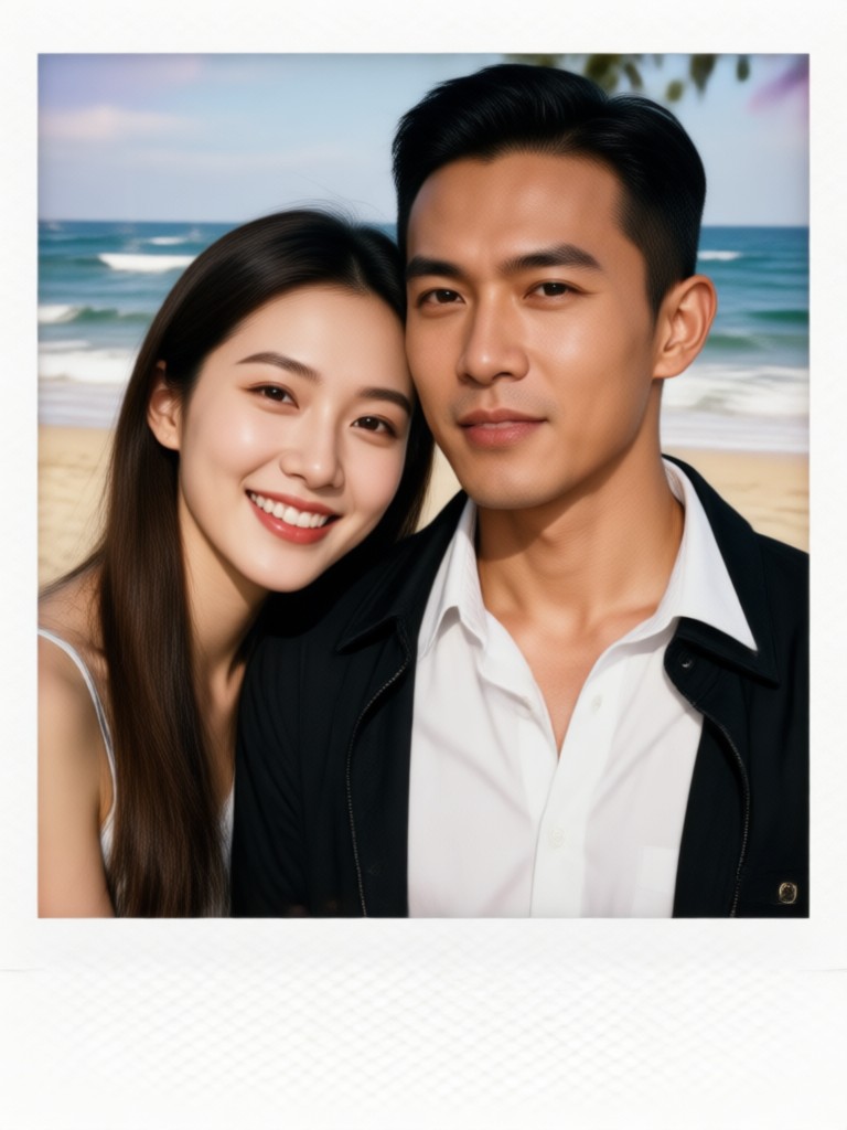 Seasonal couple polaroid template