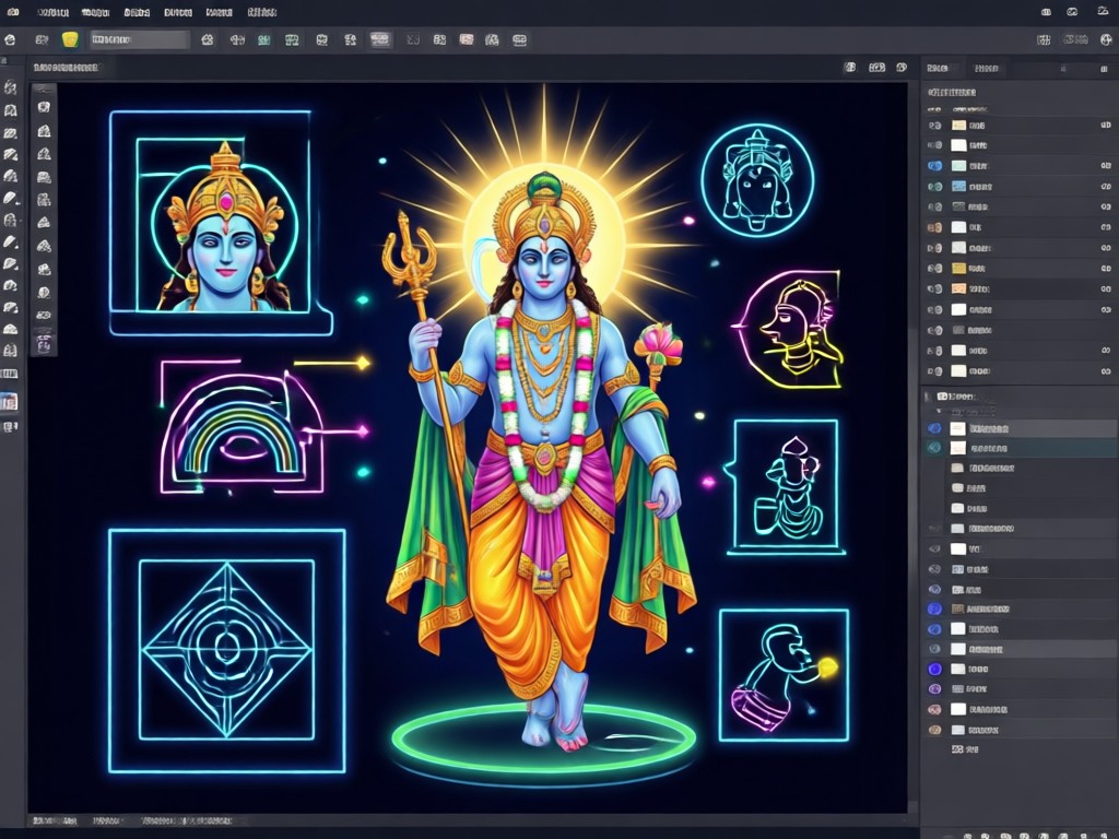 AI generating Krishna art from text description