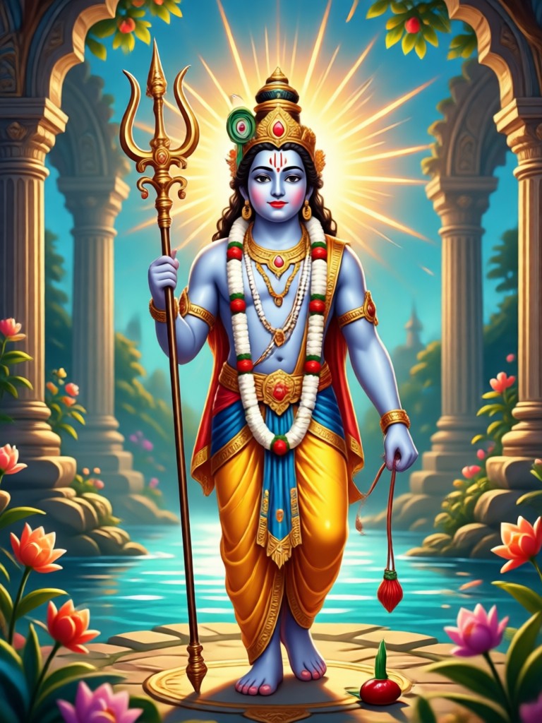 3D sculptural render of Lord Krishna AI