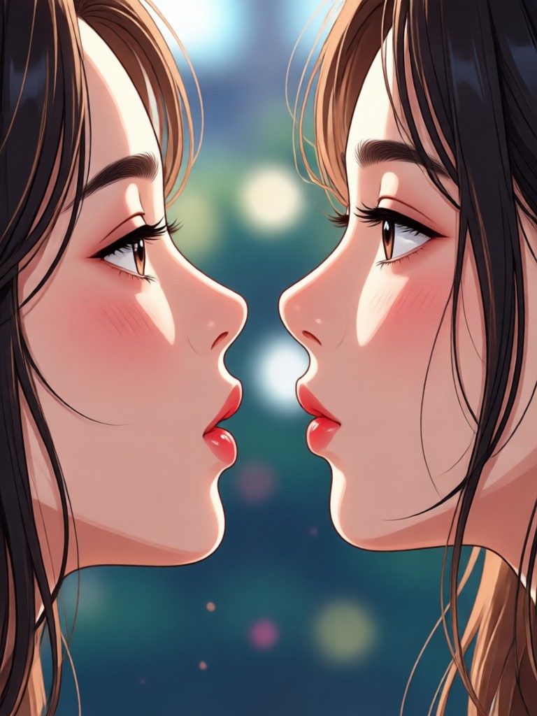 App móvil Veeo mostrando efecto de beso con IA