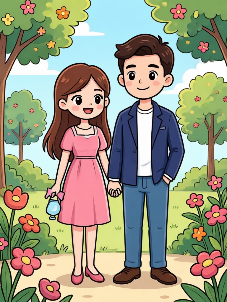 couple elf fantasi gaya kartun
