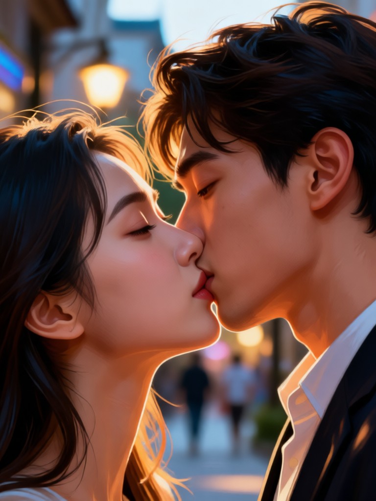 AI generated romantic reunion kiss