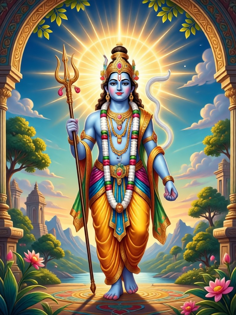 Serene AI portrait of Krishna meditating