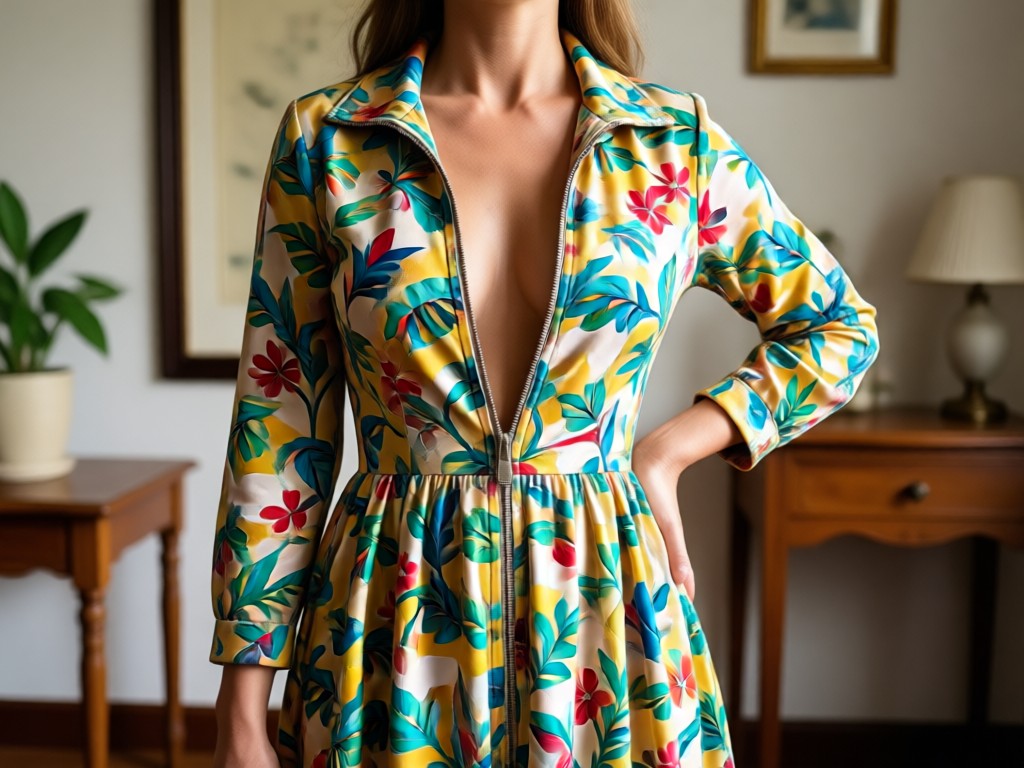 Mode-Style-Bibliothek mit Kleid-Unzip