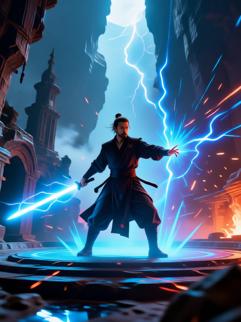 Transformação de Lorde Sith com sabre de luz vermelho