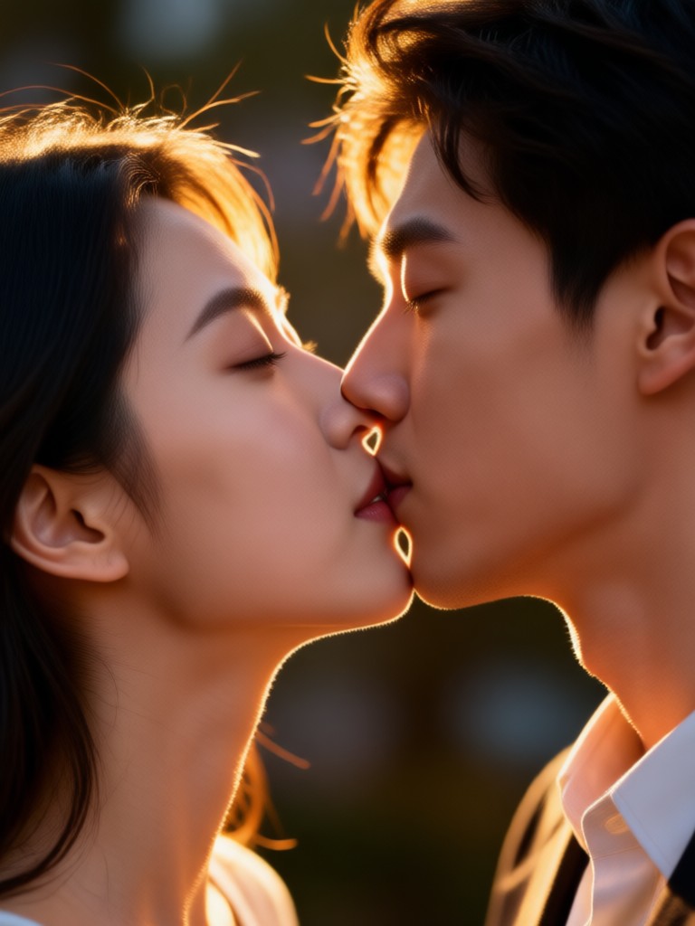 Close up ciuman hasil AI yang realistis