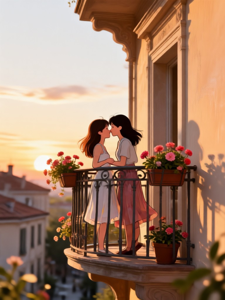 Phone showing balcony kiss video creation