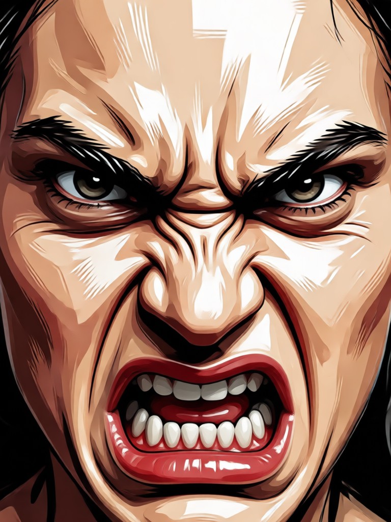 Realistic furious man with AI filter