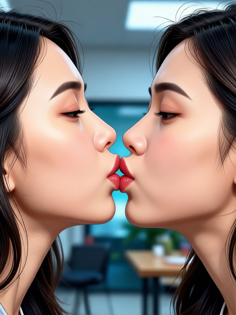 AI generated kiss with sparkle effects