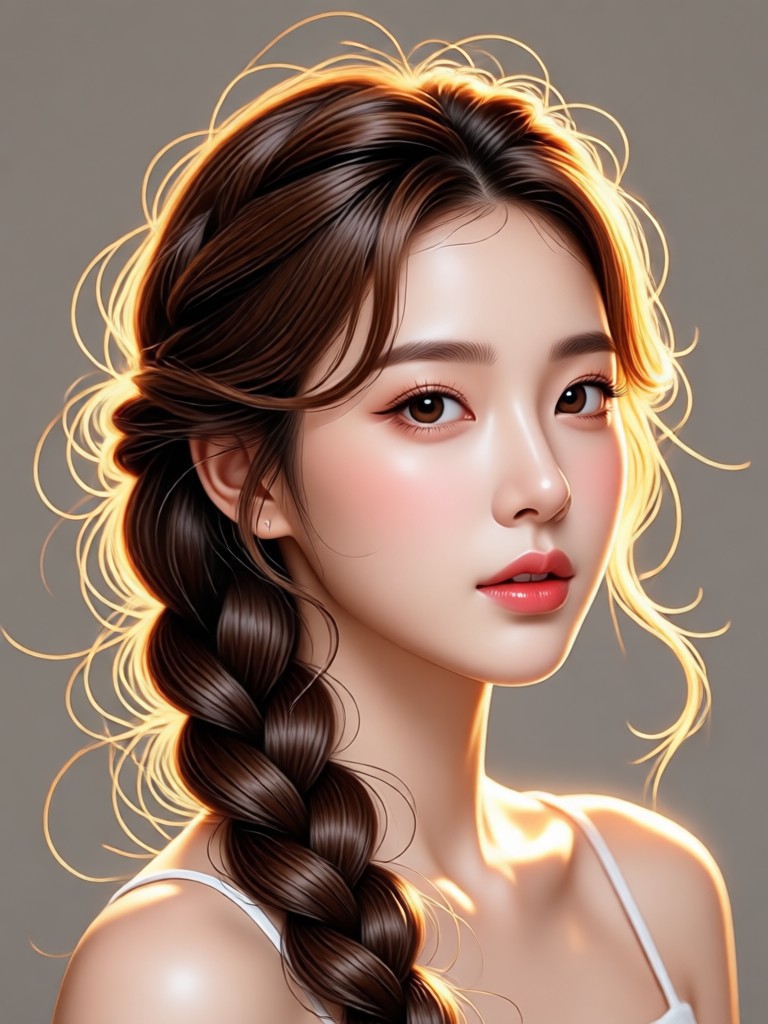Korean straight hair with face framing layers AI