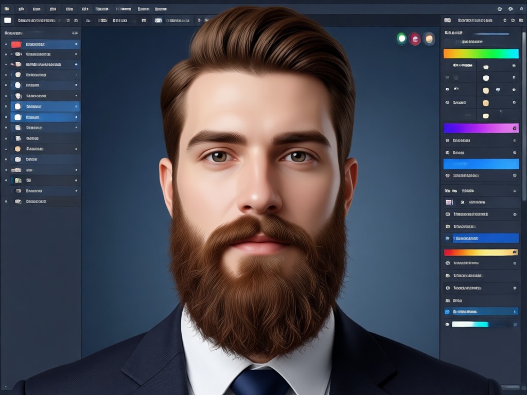 Man comparing multiple AI beard styles on phone