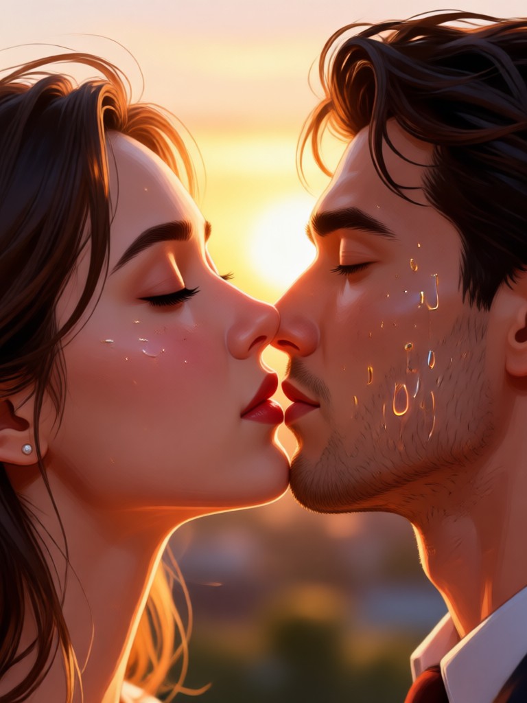 Tender forehead kiss AI generation