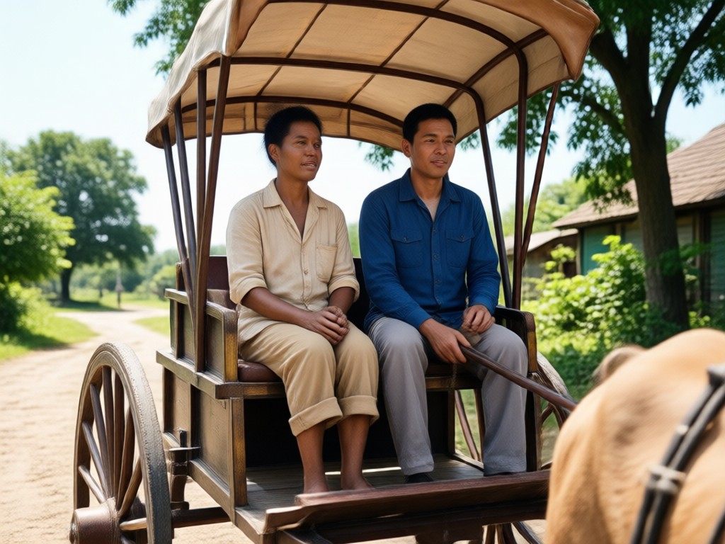 Realistic AI bullock cart couple portrait result