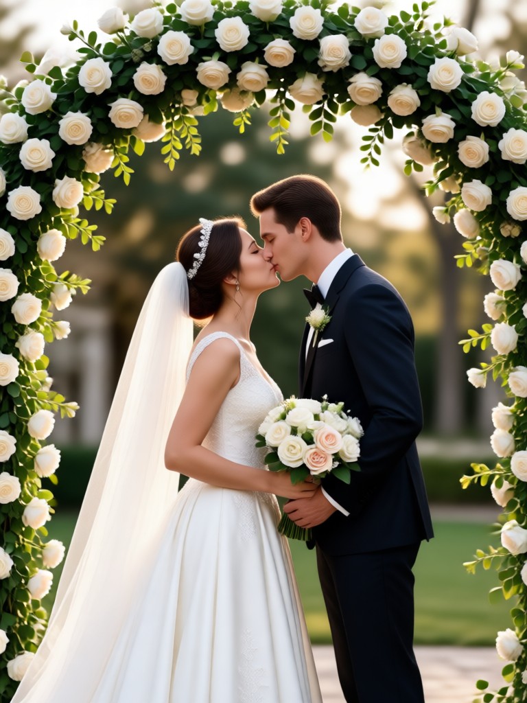 Beach sunset wedding kiss animation