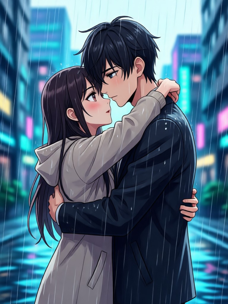 Dramatic City Street Embrace