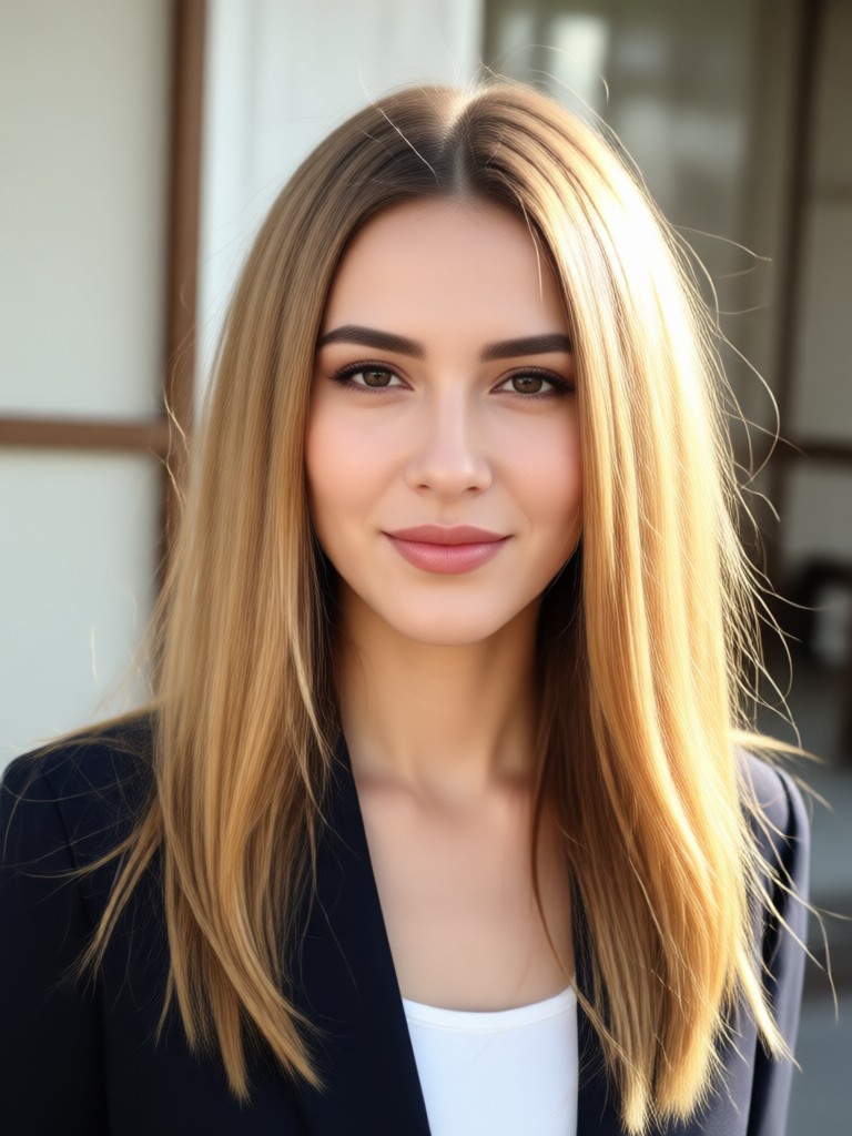 Long wavy hair transformed into a sleek bob via AI