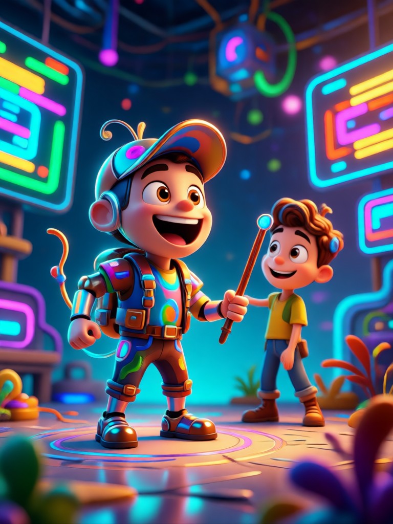 Pixar style musician character with expressive details