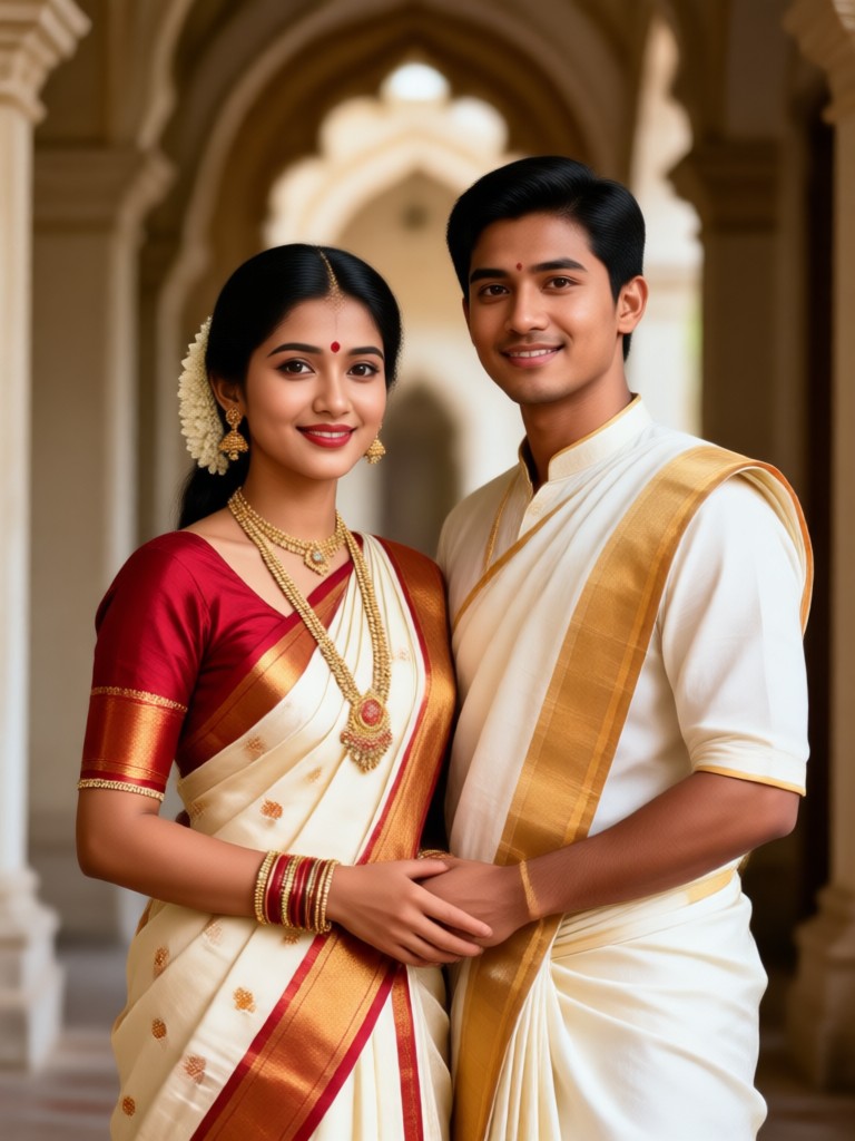 Pasangan Tamil modern dengan elemen tradisional