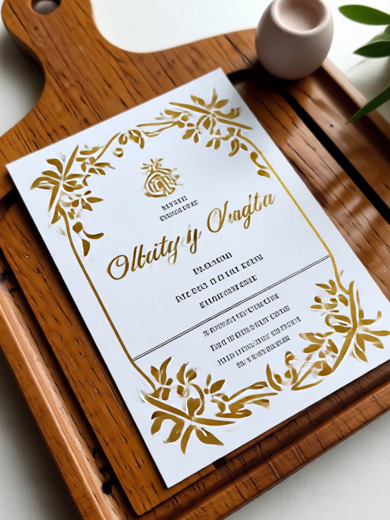 Art deco inspired wedding invitation card