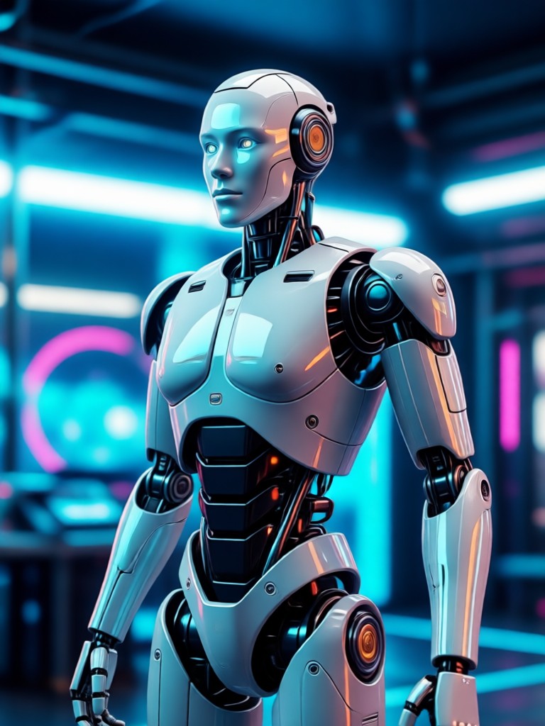 AI robot filter result dark assassin robot with red accents