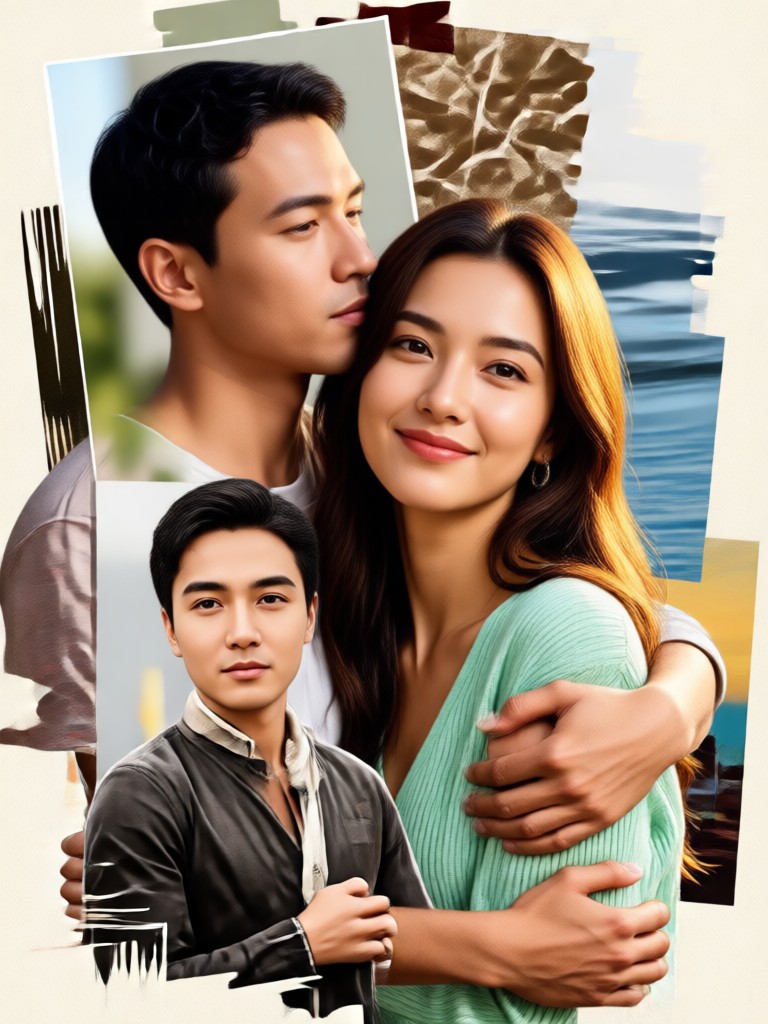 Ghibli inspired animated couple collage still