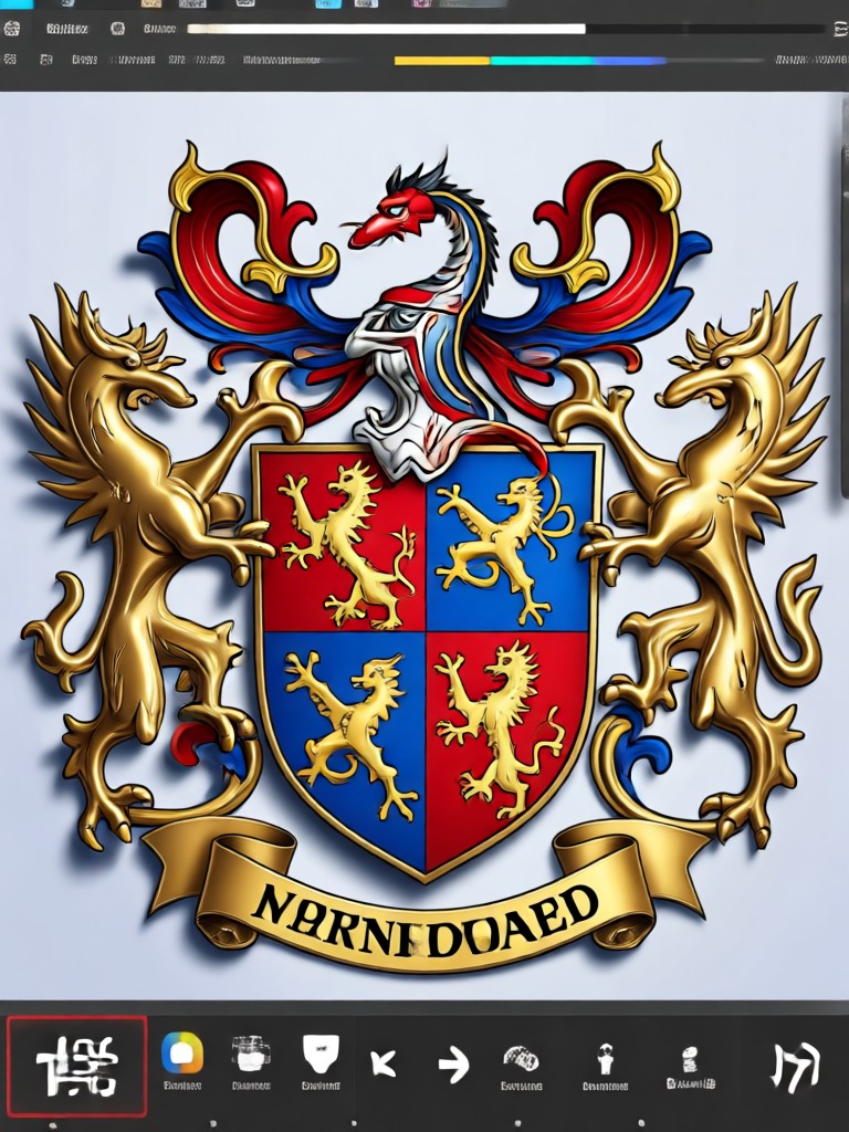 Elaborate coat of arms with supporters and helm