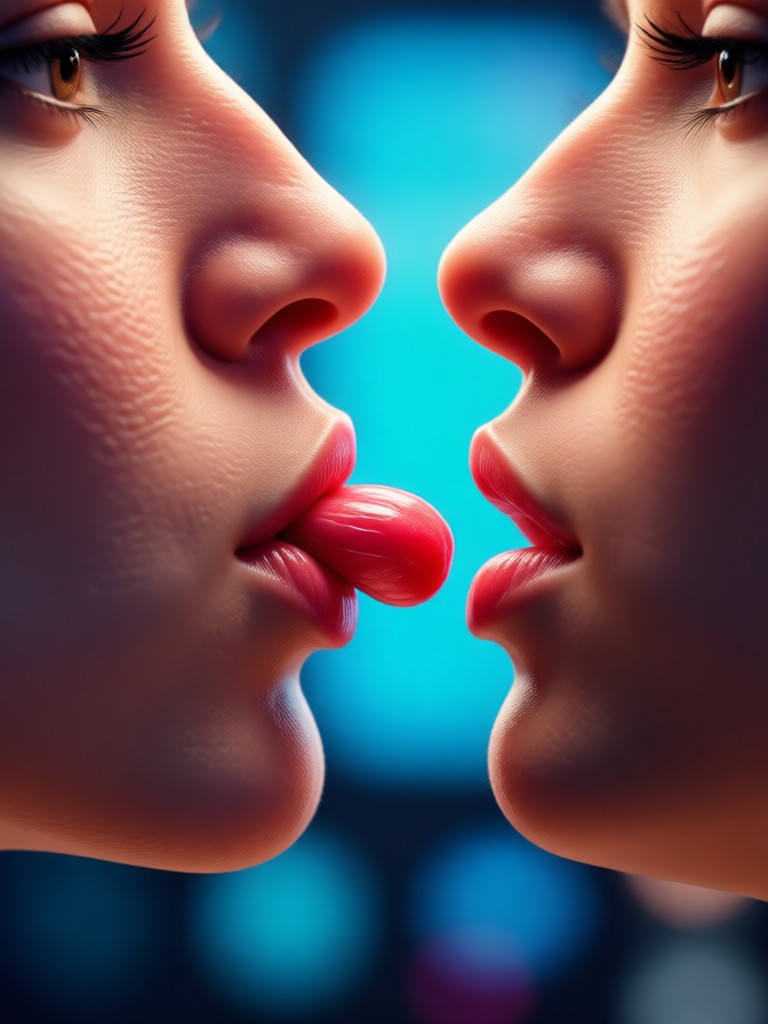 Playful TikTok-style duet kiss effect